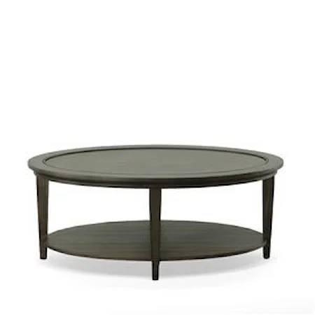 Wood Top Oval Cocktail Table in a Dark Tavern Finish